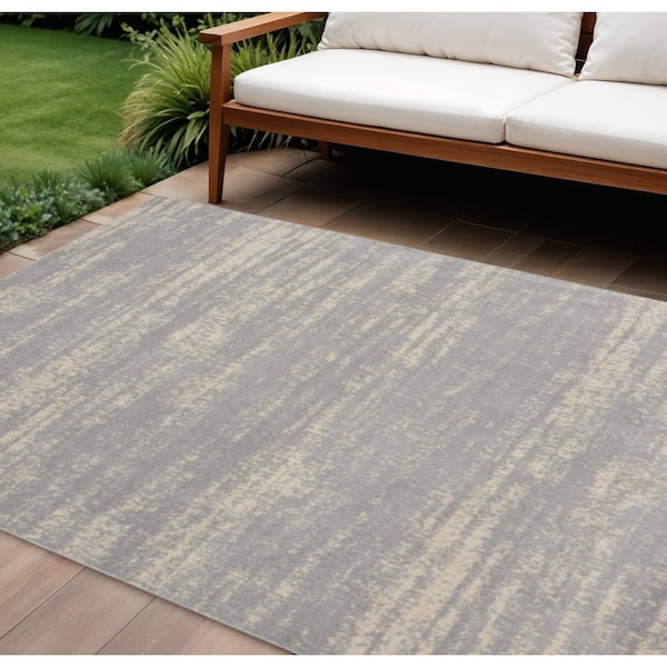 Homeroots 8' X 10' Gray And Beige Abstract Indoor Outdoor Area Rug 545519 - main