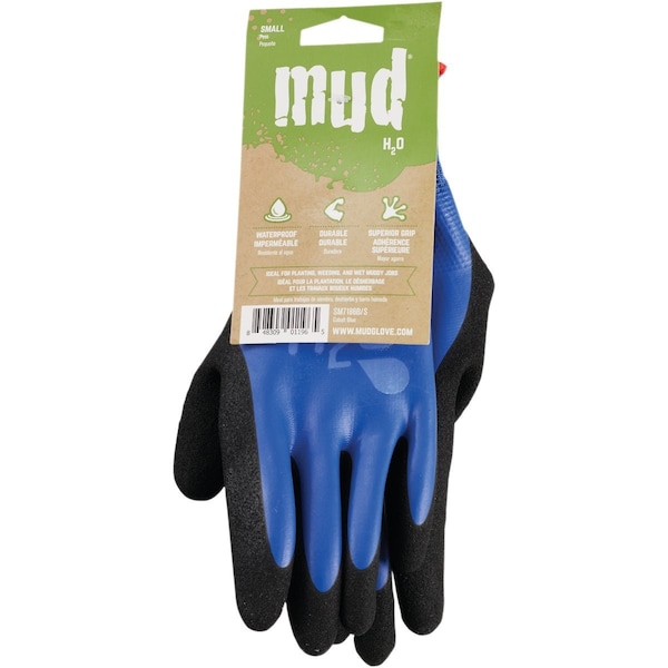 Mud H2O Womens Small Latex Coated Polyester Cobalt Blue Garden Glove SM7186B/S - main