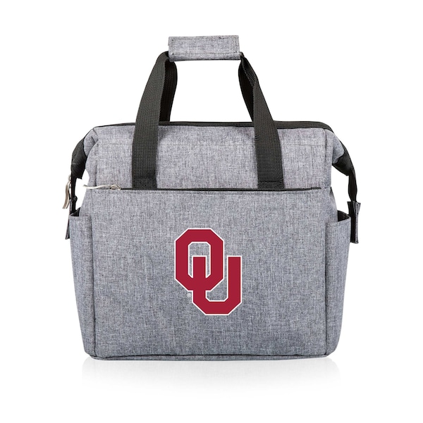 Picnic Time Family Of Brands NCAA Oklahoma Sooners On The Go Lunch Bag Cooler - Soft Cooler Lunch Box, Heathered Gray 510-00-105-454-0 - main