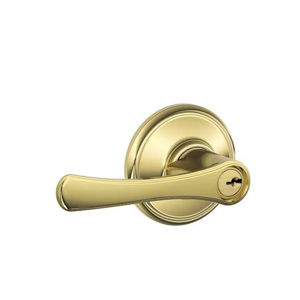 Schlage Residential Avila Lever Keyed Entry Lock C Keyway with 16211 Latch and 10063 Strike Bright Brass Finish F51AVLA605 - main