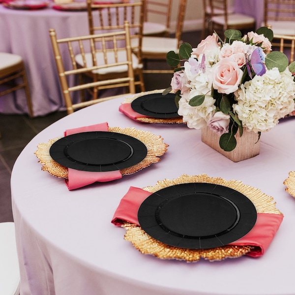 Smarty Had A Party 13" Black Round Disposable Paper Charger Plates (120 Plates), 120PK 2690-RB-CASE - main
