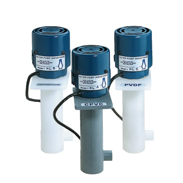 Filter Pump Vertical Centrifugal Chemical Pump, 22.5 gpm max, 1/6 HP, 230V, 1-PH, Poly/FKM, 1in S x 3/4in NPT D P-1/6BV-2 - main