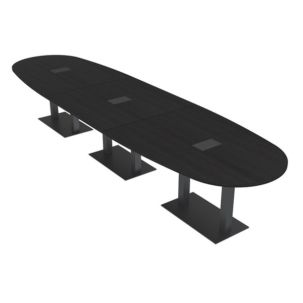 Skutchi Designs Boval Conference Table With Power, 48 in W, 216 in L, Black HAR-BOVL-48X216-DOU.BK-U999ST19-EBLK - main
