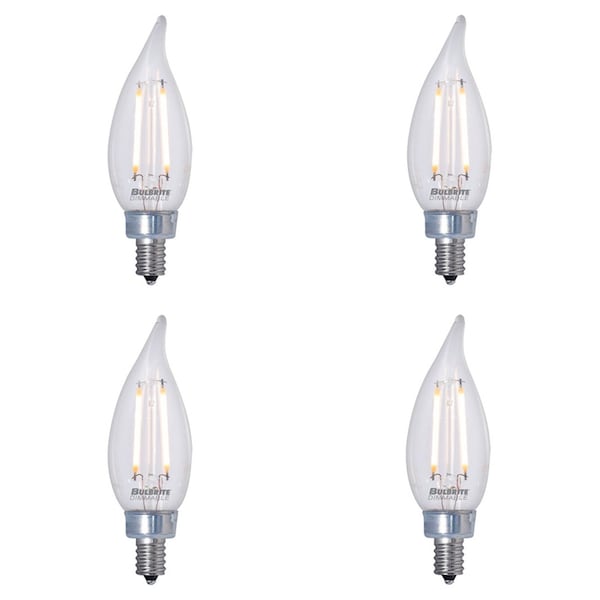 Bulbrite 25W Dimmable CA10 (E12) Candelabra Screw Base Warm Wht Lght Clear LED Filament Lght Bulb, 2700K, 4PK 861414 - main