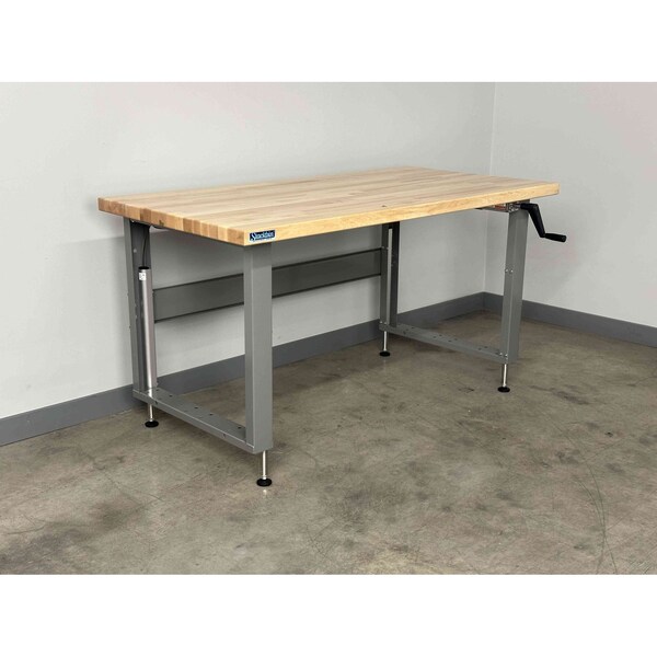 Stackbin Hand Crank Workbenches, 60"W, Adj.H, 1000lb M6036-4000-GN - main
