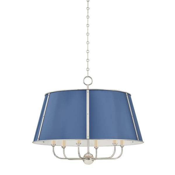 Hudson Valley Lighting Cambridge 6 Light Chandelier in Polished Nickel/Soft French Blue by Mark D. Sikes MDS121-PN/FBL - main