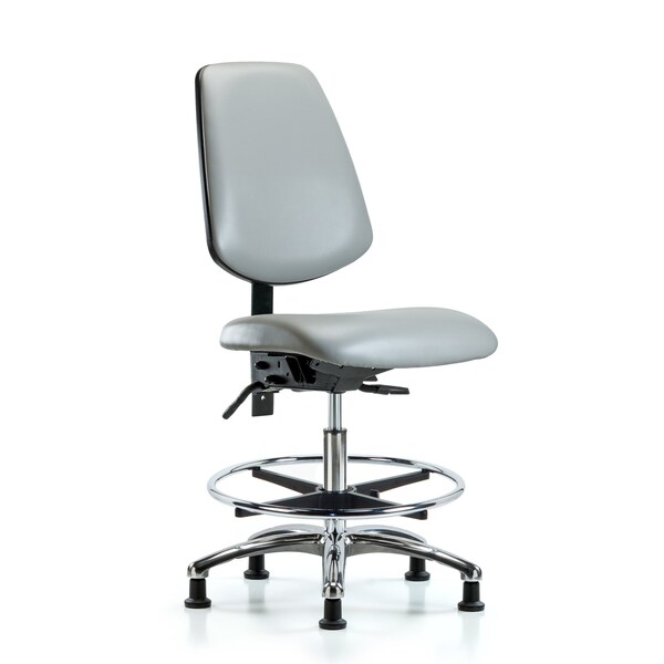 Blue Ridge Ergonomics Bench Chair, Vinyl, Med, Bk, CF, Glds, Dov, No Arms, 22" to 29" Height, Dove BR-VMBCH-MB-CR-T1-A0-CF-RG-8567 - main