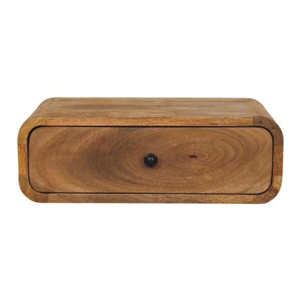 Homeroots 18" Oak Solid Wood Oval One Drawer Floating Nightstand 653834 - main