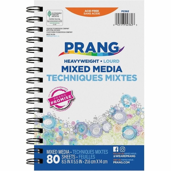 Prang Mixed Media Art Journal, Heavyweight, 8-1/2in. x 5-1/2in., 80 Sheets Per Journal, 12PK P2362 - main