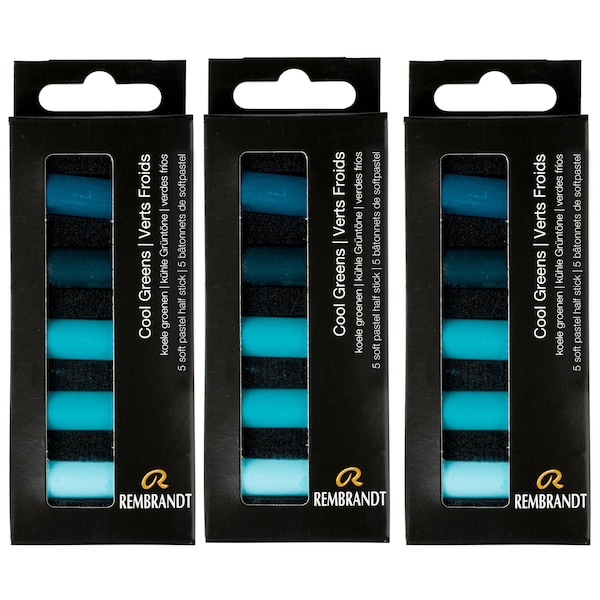 Rembrandt Soft Pastels Micro Sets, Cool Greens Per Set, 5 Half Sticks, 3 Sets, 3PK 31820509 - main