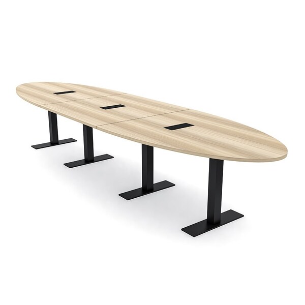 Skutchi Designs 14 Person Conference Table With Power Unit | 16' Oval Table | Harmony Series HAR-OVL-48X192-T.BK-K525-EBLK - main