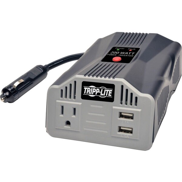 Tripp Lite Power Verter Ultra Compact Car Inverter, Plastic Case, 200W Nominal Output, 120V Output Voltage PV200USB - main