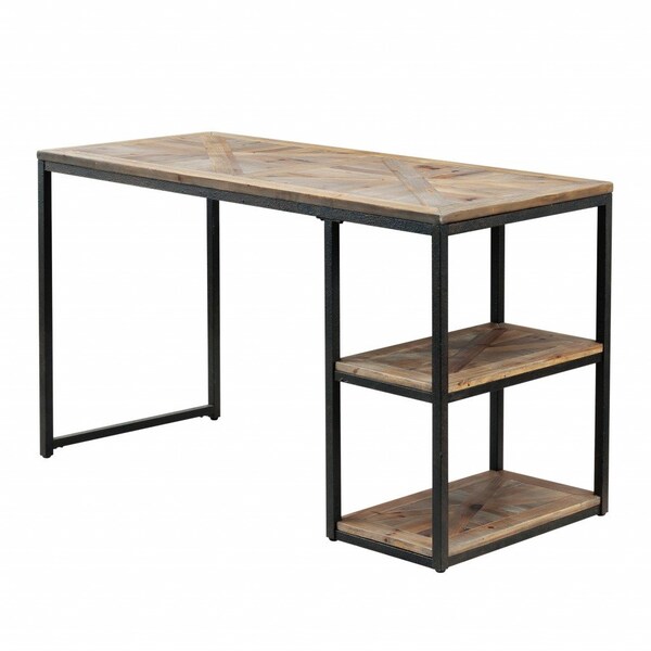 Homeroots 50" Brown and Black Solid Wood Writing Desk 402036 - main