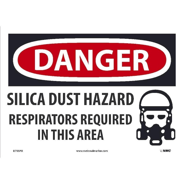 Nmc Silica Dust Hazard Respirators Required Sign, D705PB D705PB - main