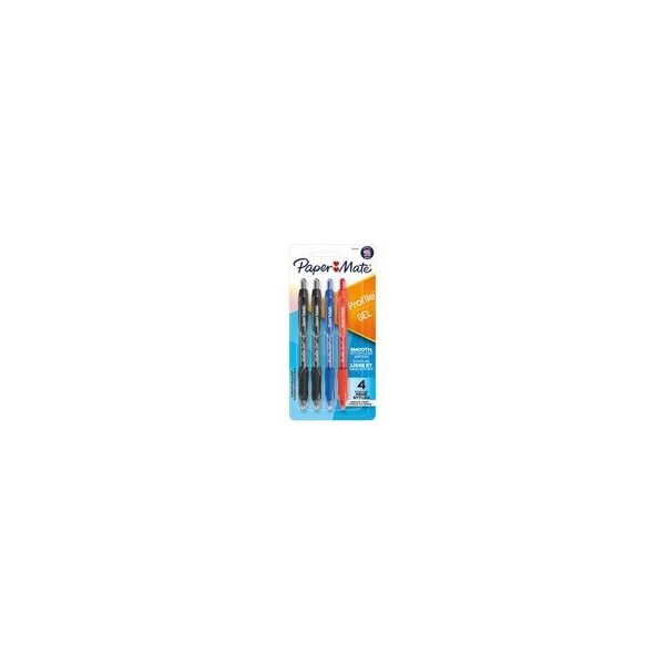 Paper Mate Profile Gel Pen - 0.7 mm Medium Pen Point - Retractable - Black, Blue, Red, Assorted Ink, 6PK 2095469 - main