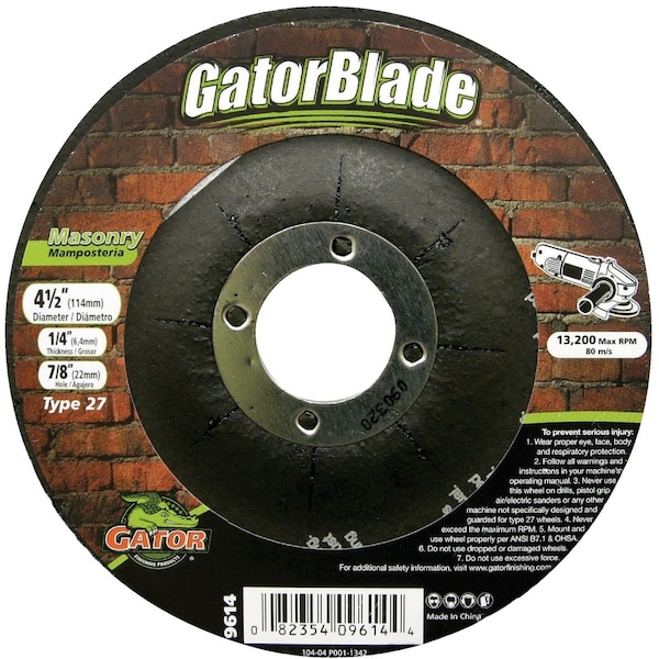 Gator Blade Type 27 4-1/2'' x 1/4'' x 7/8'' Masonry Cut-Off Wheel 9614 - main