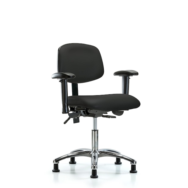 Blue Ridge Ergonomics Desk Chair Desk Chair, Vinyl, Chr Tilt AA Glides, BLK, Adjustable Arms, 18" to 23" Height, Vinyl BR-VDHCH-CR-T1-A1-RG-8540 - main