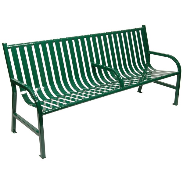 Witt Industries Outdoor, Slatted Metal Bench with Center Arm, Green M6-BCH-ARM-GN - main