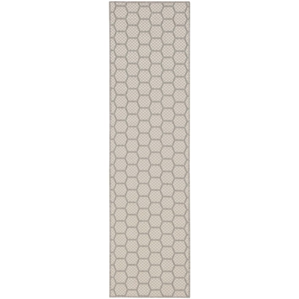 Homeroots 6' Gray And Ivory Geometric Indoor Outdoor Area Rug 556323 - main