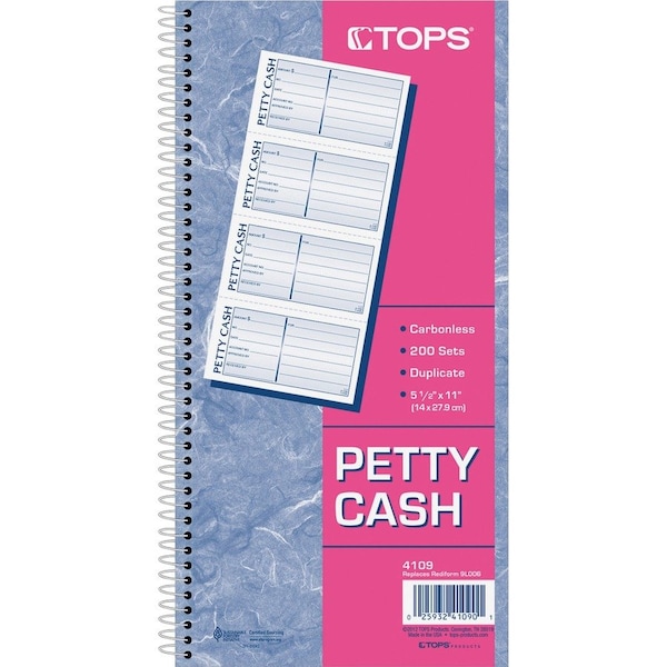 Tops Petty Cash Receipt Book, 2-3/4 x 11 TOP4109 - main