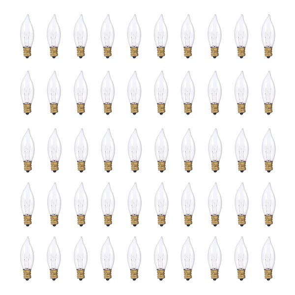 Bulbrite 40w Dimmable Clear CA8 Incandescent Light Bulbs Candelabra (E12) Base, 2700K Warm White Light, 50PK 861964 - main