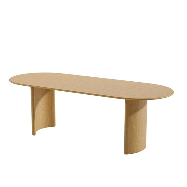Homeroots 79" Natural Solid Wood Double Pedestal Base Oval Dining Table 712133 - main