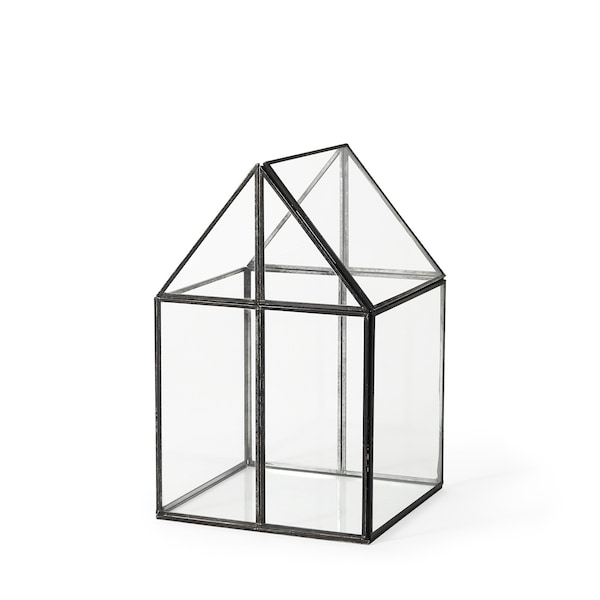 Homeroots 8" Black And Clear Glass And Metal Box 392581 - main