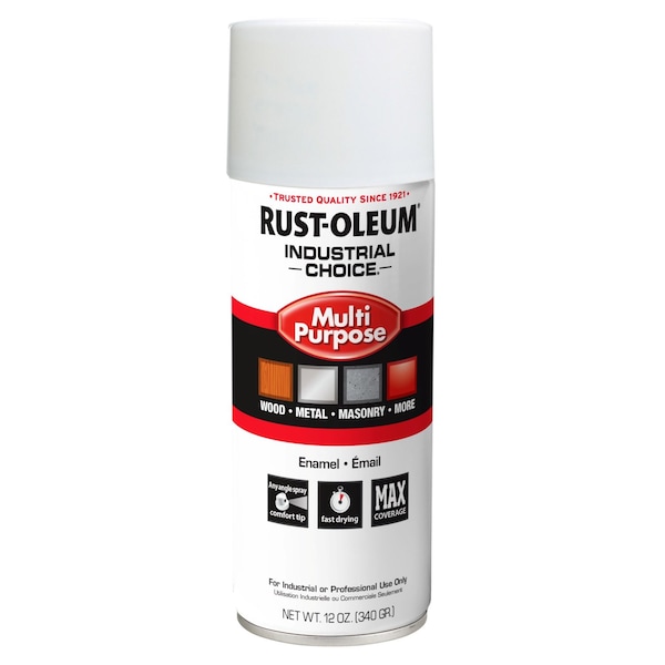 Rust-Oleum Spray Paint, White, Gloss, Solvent, 12 oz 1692830V - main