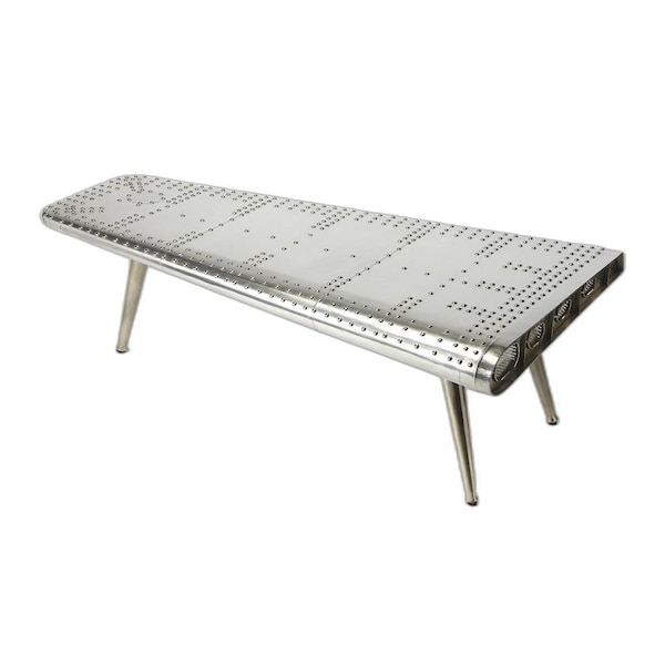 Homeroots 60" Silver Aluminum and Metal Coffee Table 389949 - main