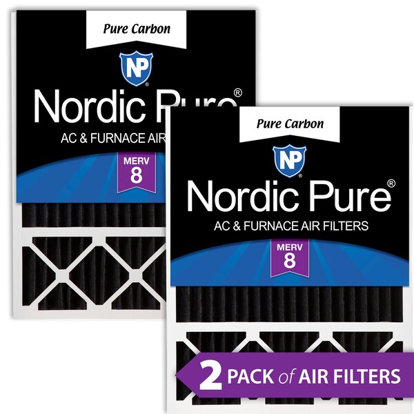 Nordic Pure 20x25x5 Pure Carbon Pleated Air Filter, High Capacity, MERV 8, 2 PK 20x25x5LXREDPCP-2 - main
