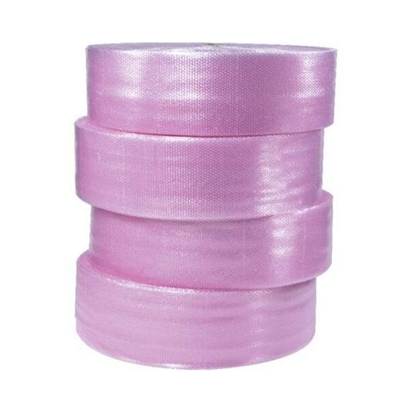 Box Packaging Non Perf. Anti Static Bubble Roll 12W x 250L x 1/2 Thick Pink 4/Pk BW12S12AS - main