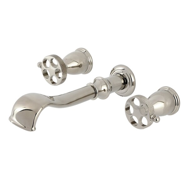 Kingston Brass Two-Handle Wall Mount Tub Faucet with Knurled Handle, Polished Nickel KS5026RKX - main
