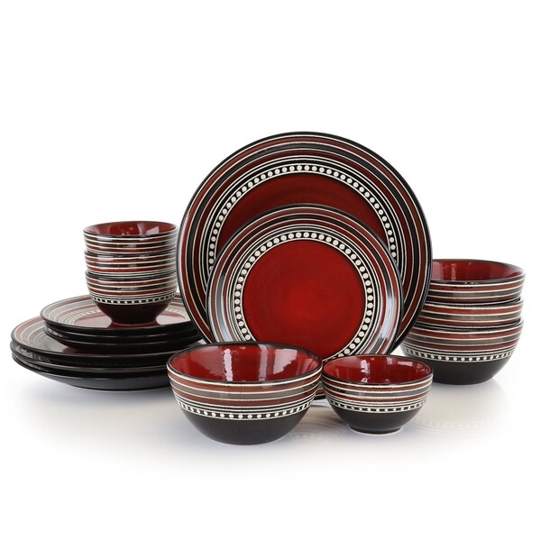 Gibson Elite Cafe Versailles 16 Piece Double Bowl Dinnerware Set - Red 75097814M - main