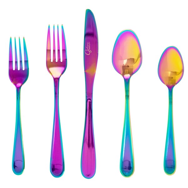 Gibson Home Stravidia 20 Piece Flatware set in Rainbow Stainless Steel 137381.2 - main