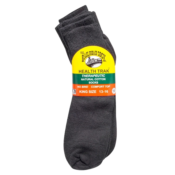 Railroad Sock Mens Therapeutic Quarter Socks, 95% Cotton, 3% Nylon, 2% Elastic, Black, 12-15 M, 3 PK 992K BK - main