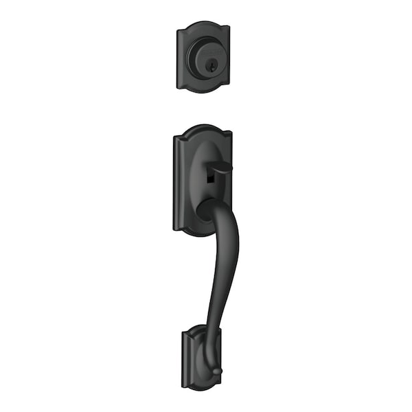 Schlage Residential Entrance Handleset Exterior Only, Camelot Style, Black F58 CAM 622 - main