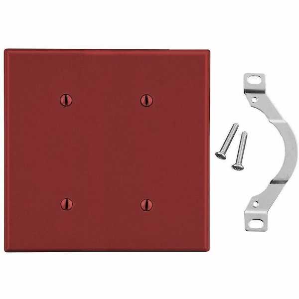 Hubbell Wiring Device-Kellems Wallplate, 2-Gang, 2 Strap Mount Blank, Red P24R - main