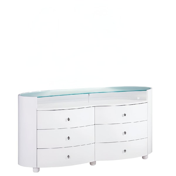 Homeroots 63" White Wood Six Drawer Double Dresser 329664 - main