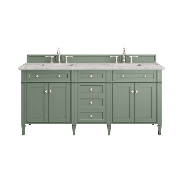 James Martin Vanities Brittany 72'' D Vanity, Smokey Celadon w/ Jasmine Pearl Top w/FreePower Wireless Charger 650-V72-SC-FEJP - main