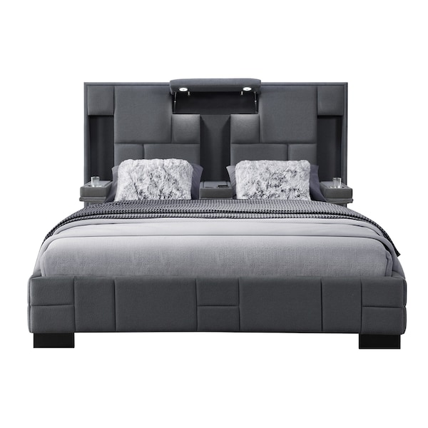 Global Furniture Usa Contemporary Oscar Dark Grey 8 King Bed No Wood Trim 8015 - main