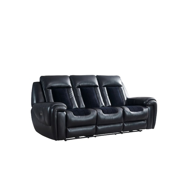 Homeroots 90" Black Reclining USB Sofa And Toss Pillow With Silver Legs 559204 - main