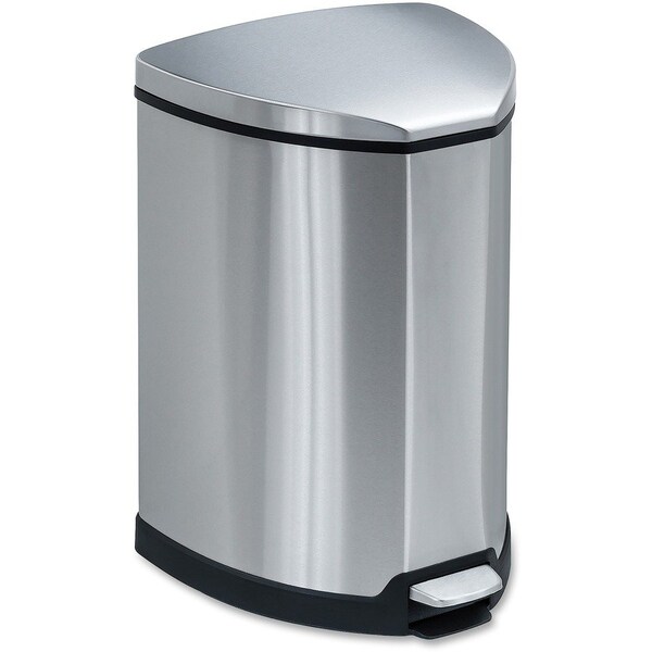 Safco 4 gal. Stainless Steel, Rigid Plastic Half-Round Wastebasket, Silver 9685SS - main