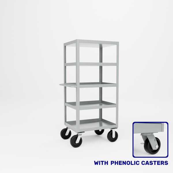 Pucel Five Shelf Extra Heavy Duty Stock Cart, 24 in W x 68 in H x 30 in D, Light Blue H-2430-P - main