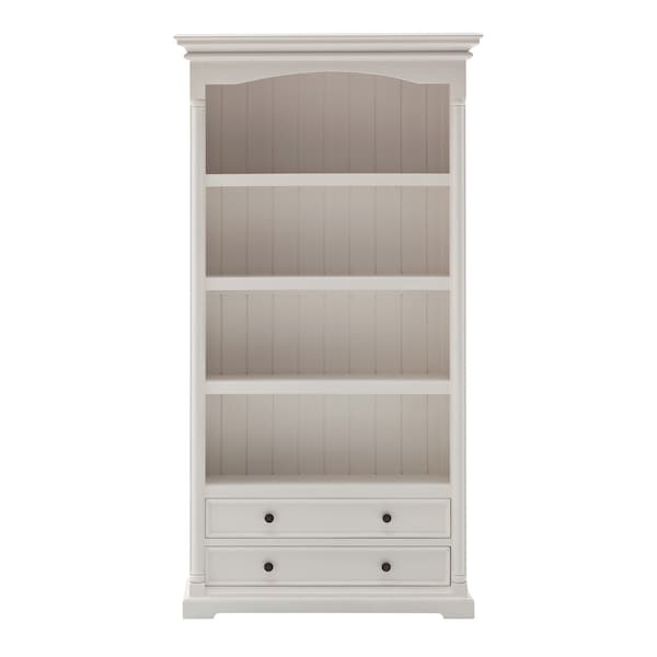 Homeroots 75" White Solid Wood Four Tier Bookcase 397130 - main