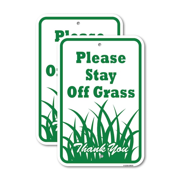 Signmission Please Stay Off Grass Thank You, 12'' X 18'' 2 Signs, Heavy Gauge Aluminum, 2PK A-1218-2PACK-24870 - main