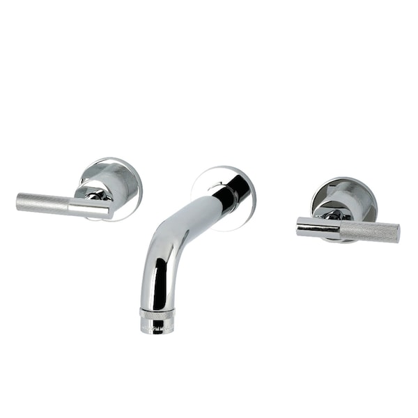 Kingston Brass Double-Handle Wall Mount Bathroom Faucet with Knurled Handle, Polished Chrome KS8121KNL - main
