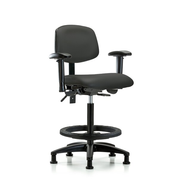 Blue Ridge Ergonomics Chair, Poly, Hi Bench, RT Glides, 6-Way Adjustable, 26" to 35" Height, Charcoal BR-VHBCH-RG-T1-A1-BF-RG-8605 - main