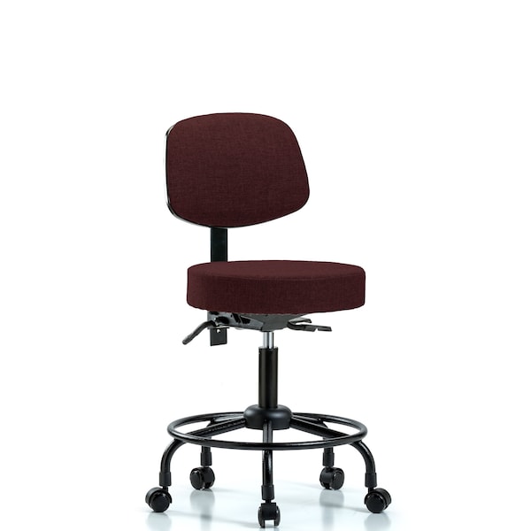 Blue Ridge Ergonomics Desk Stool, Fabric, Bk, RT, Casters, Bur BR-FDHST-RT-T0-RC-F41 - main