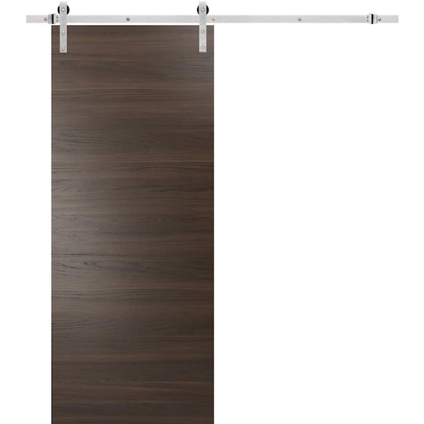 Sartodoors Sturdy Barn Door with Hardware, Planum 0010 Chocolate Ash, 6.6FT Rail Hangers Heavy Set, Modern Sol PLANUM0010BD-S-CA-18 - main