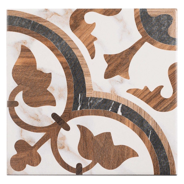 Andova Tiles Istanelle Anatol Brown 8-in. Encaustic Patterned Matte Porcelain Wall & Floor Tile, 19PK ANDIST1117 - main